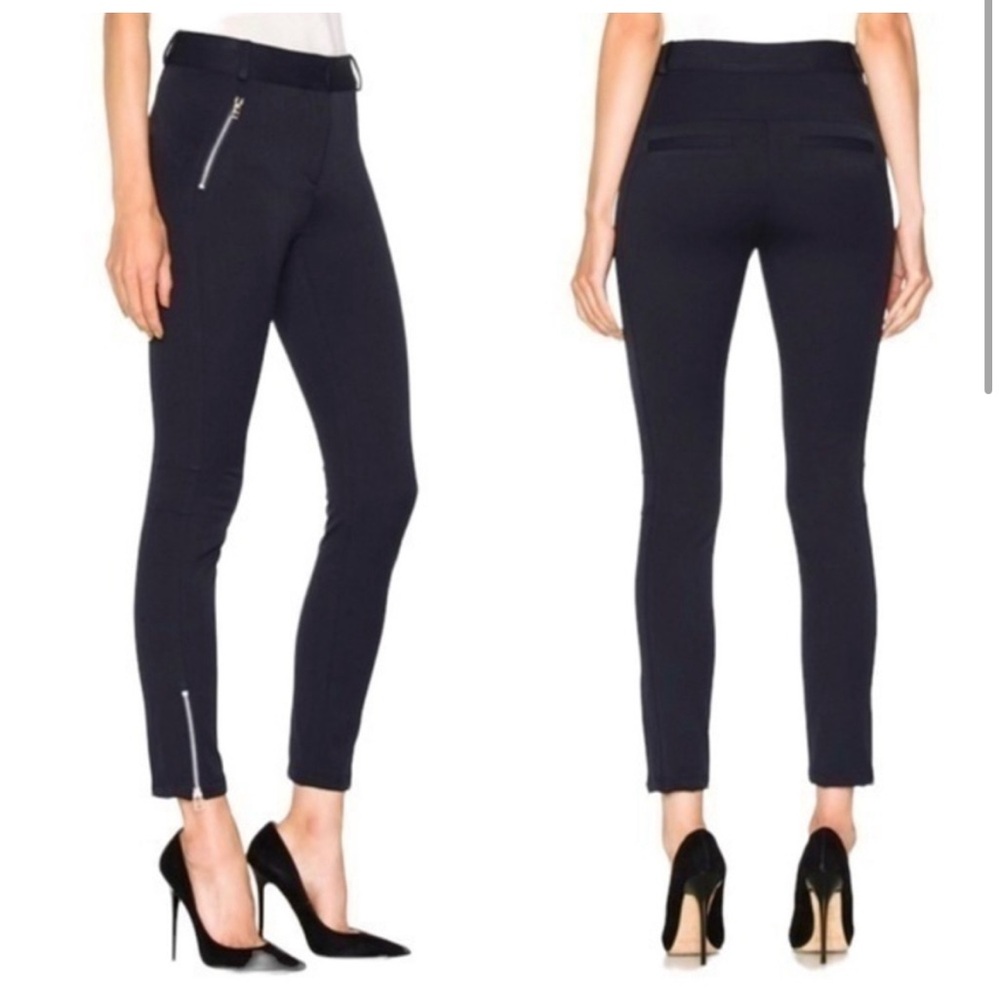 Veronica Beard‎ Ash Dark Navy Blue Zipper Seamed Skinny Pants